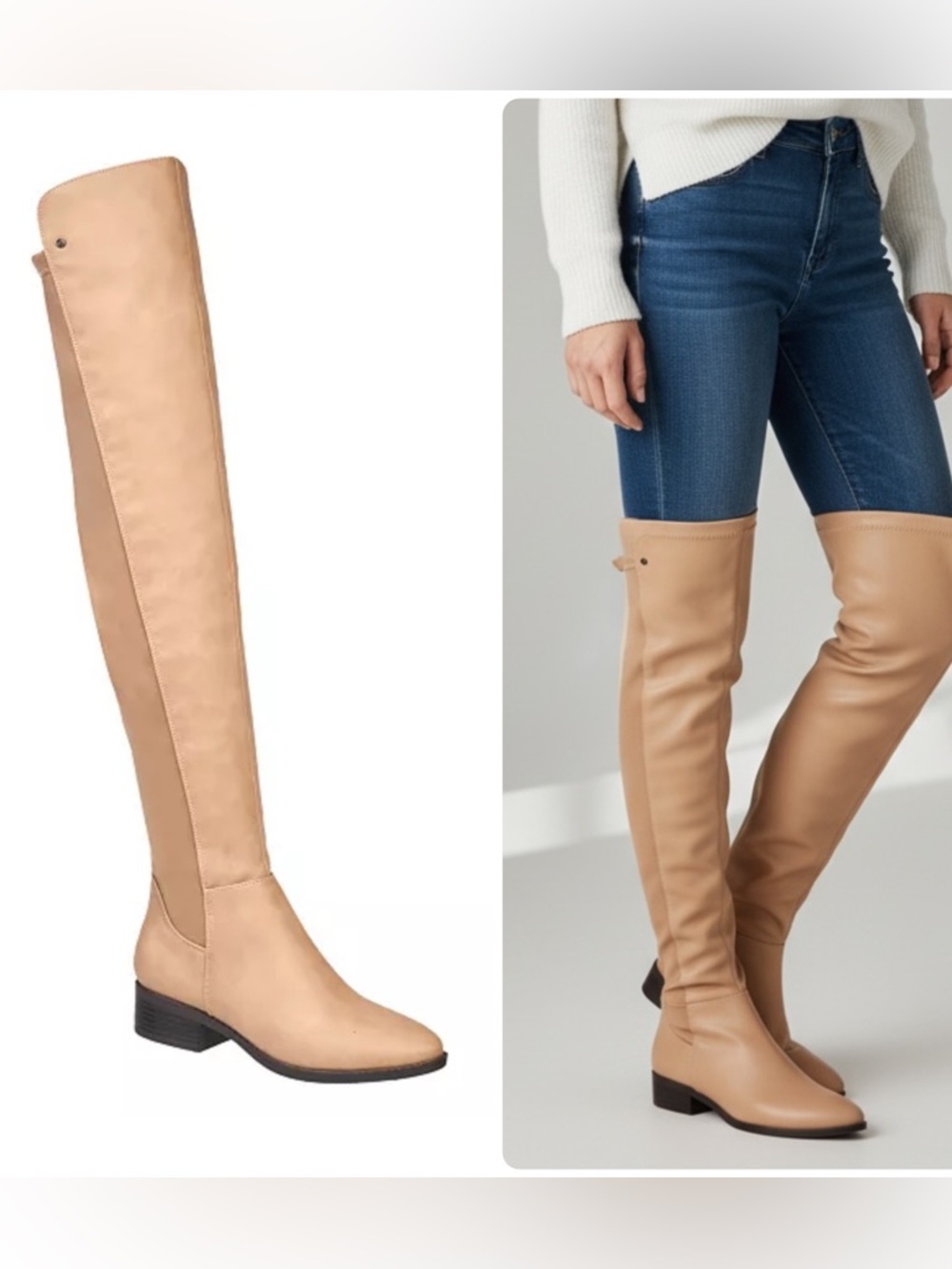 French Connection Taupe Tall Over-the-Knee Riding Perfect Boots Shoes NWOB $129